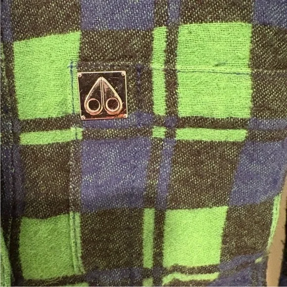 Moose Knuckles Green and Blue Plaid Women's Button Down Shirt - Picture 10 of 12